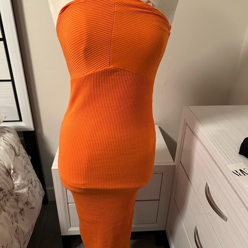 Zara Orange Ribbed Top - Picture 2 of 2